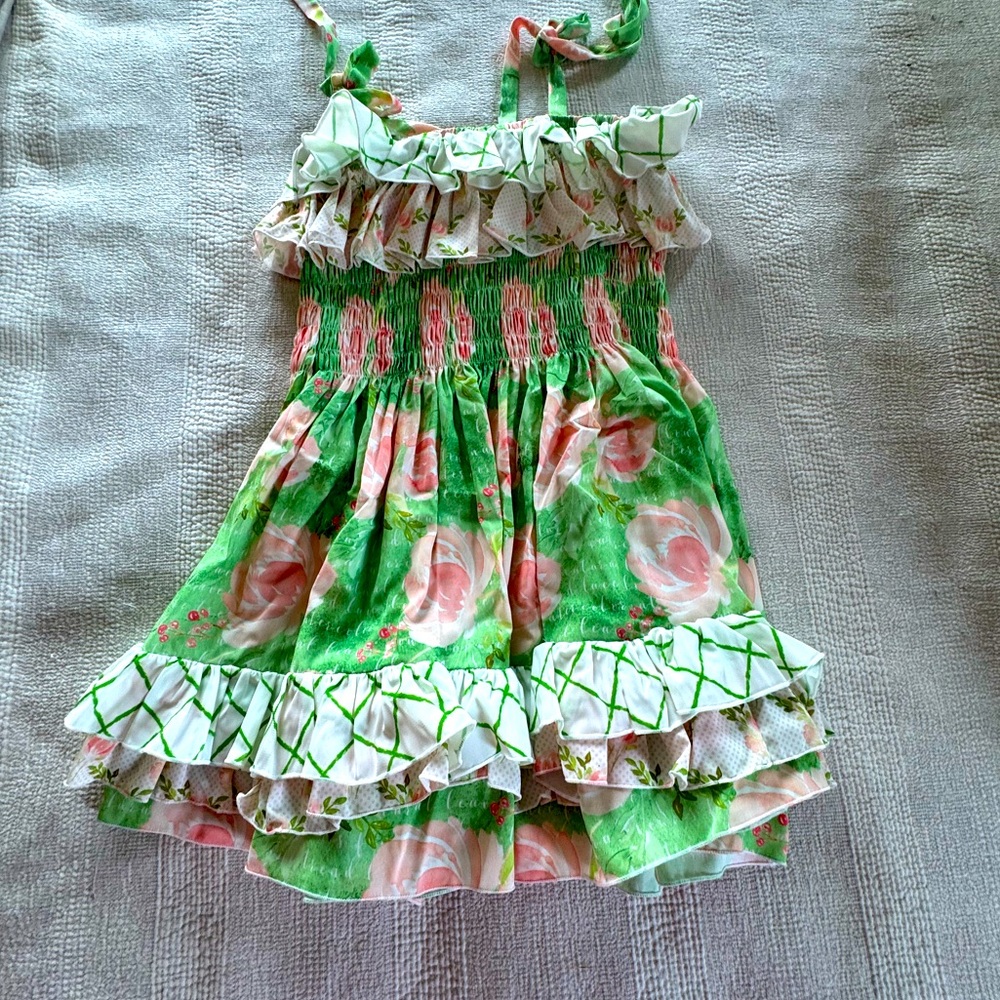 BE GIRL CLOTHING Floral Green and Pink sundress